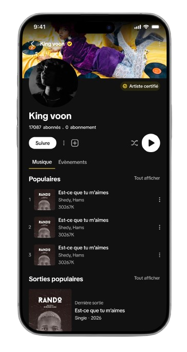 Page de billetterie d'un événement dans l'application